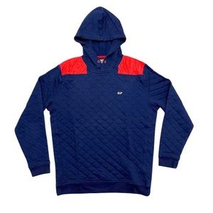 Vineyard Vines Long Sleeve Quilted Pullover Hoodie Shoulder‎ Shep shirt boys  M